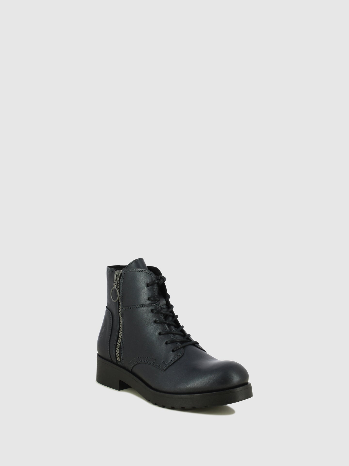 Fly London Botins com Atacadores em Pele Preta