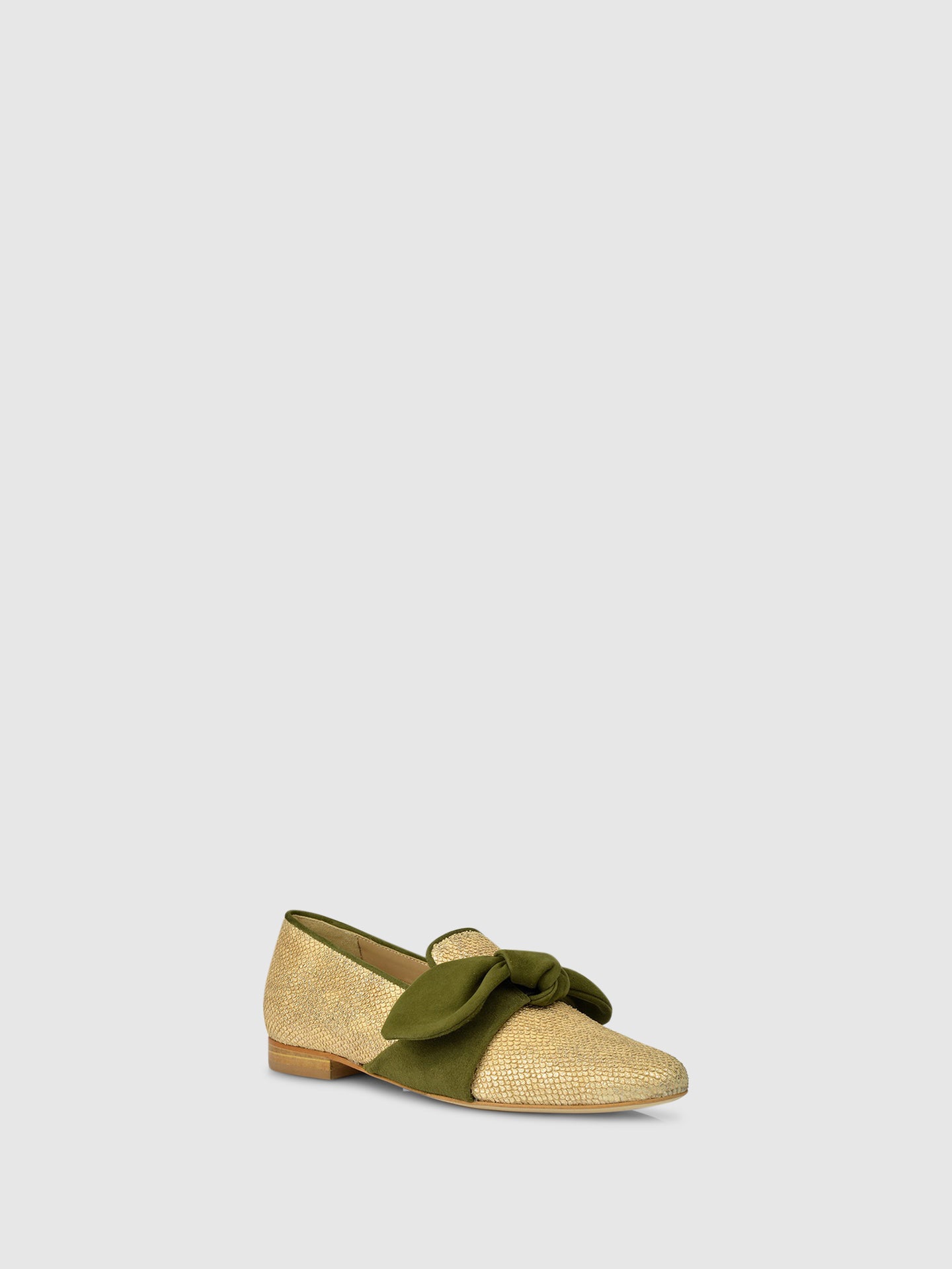 JJ Heitor Bow Loafers D01L2 Gold/Green