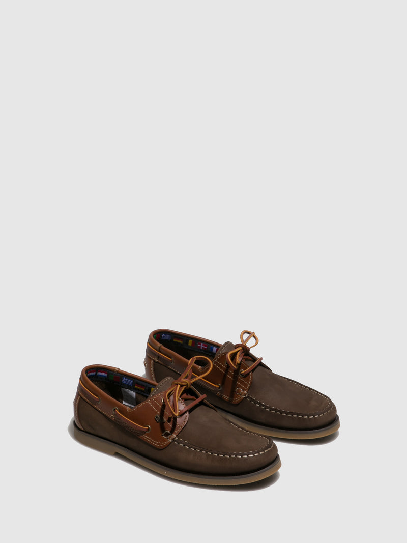 Lagarto Sapatos com Atacadores em Castanho