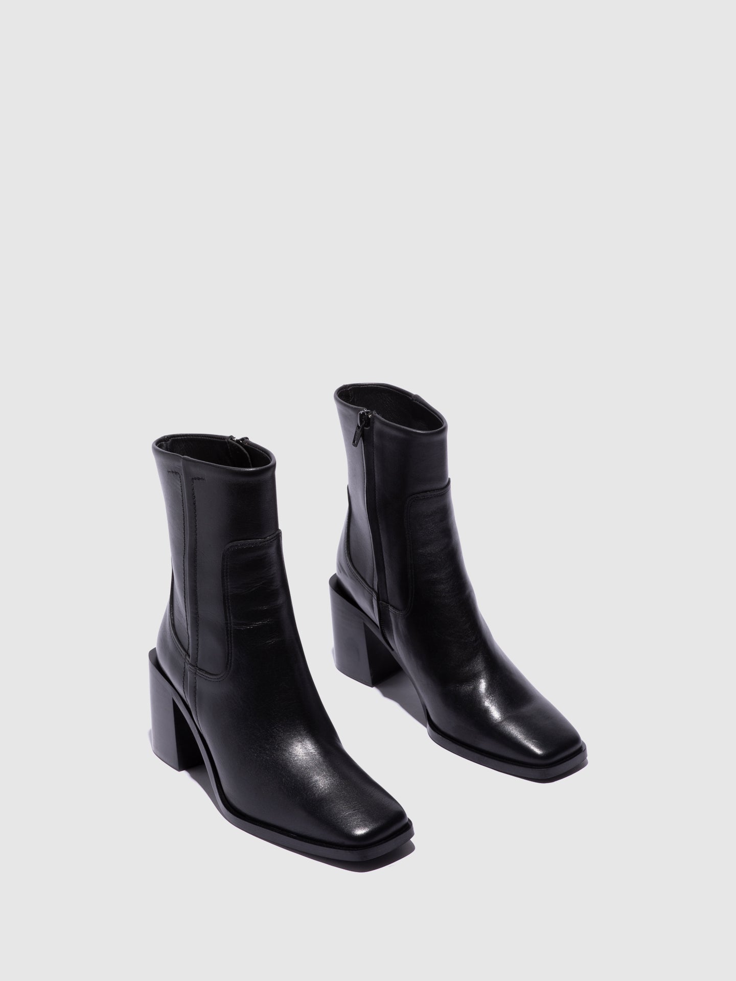 Foreva Black Zip Up Ankle Boots