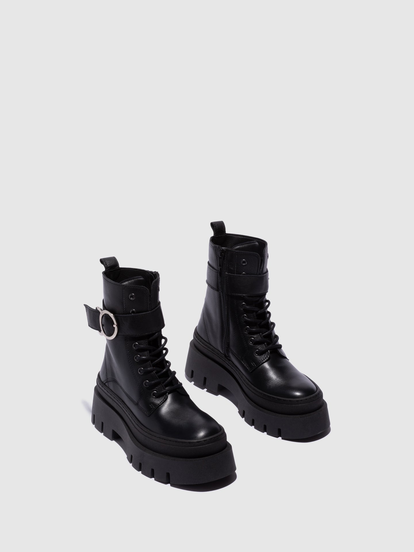 Fungi Black Lace-up Boots