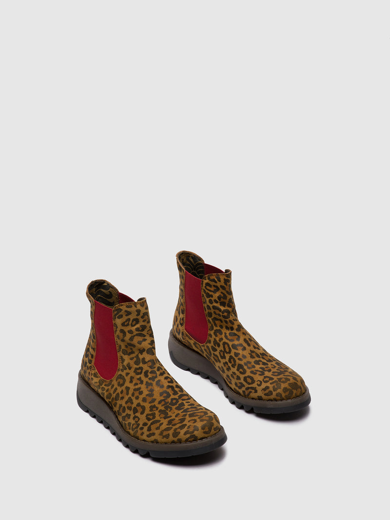 Fly London Botins Chelsea SALV CHEETAH TAN (RED ELASTIC)