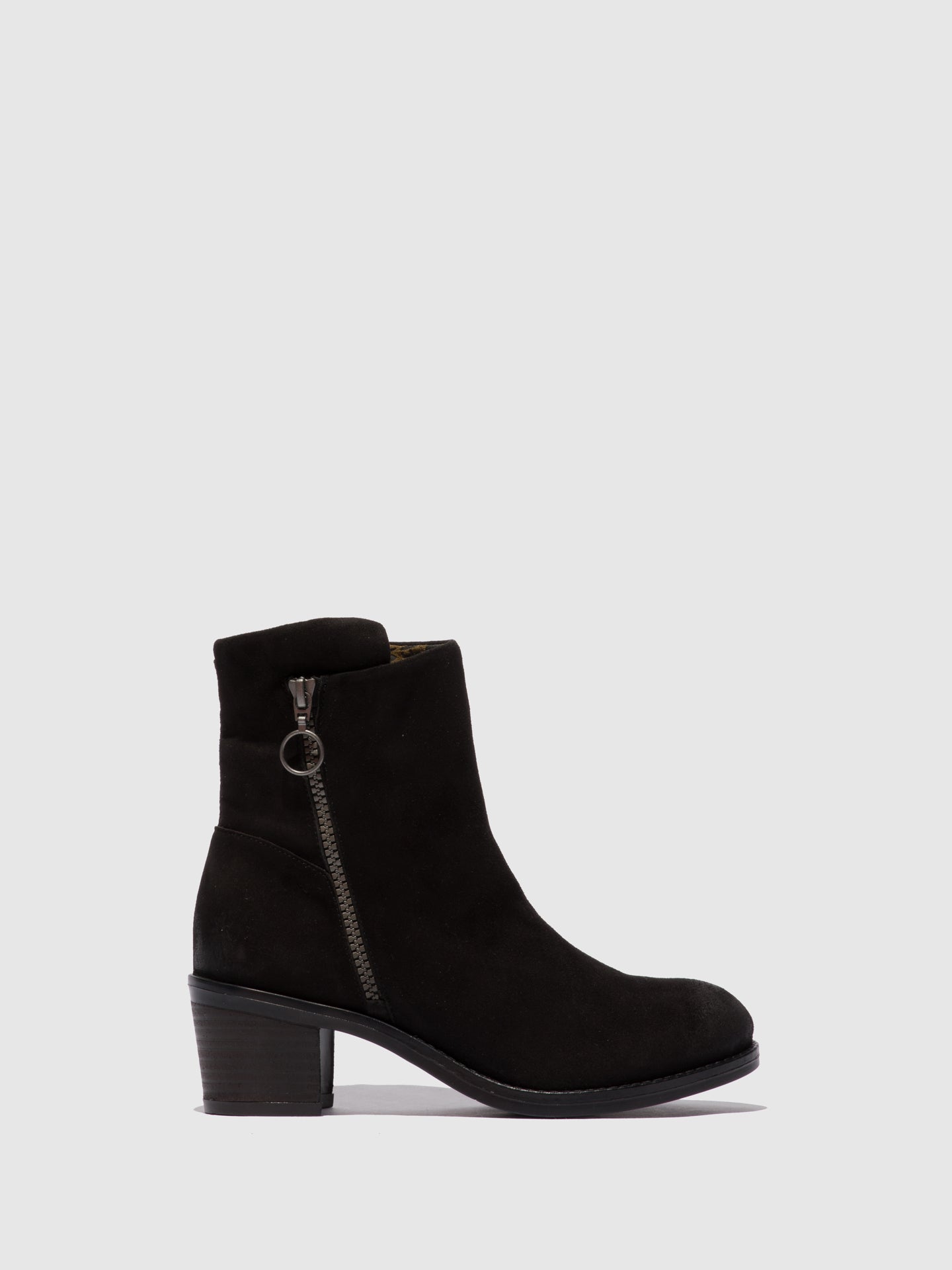 Fly London Zip Up Ankle Boots ZENT483FLY SILKY BLACK