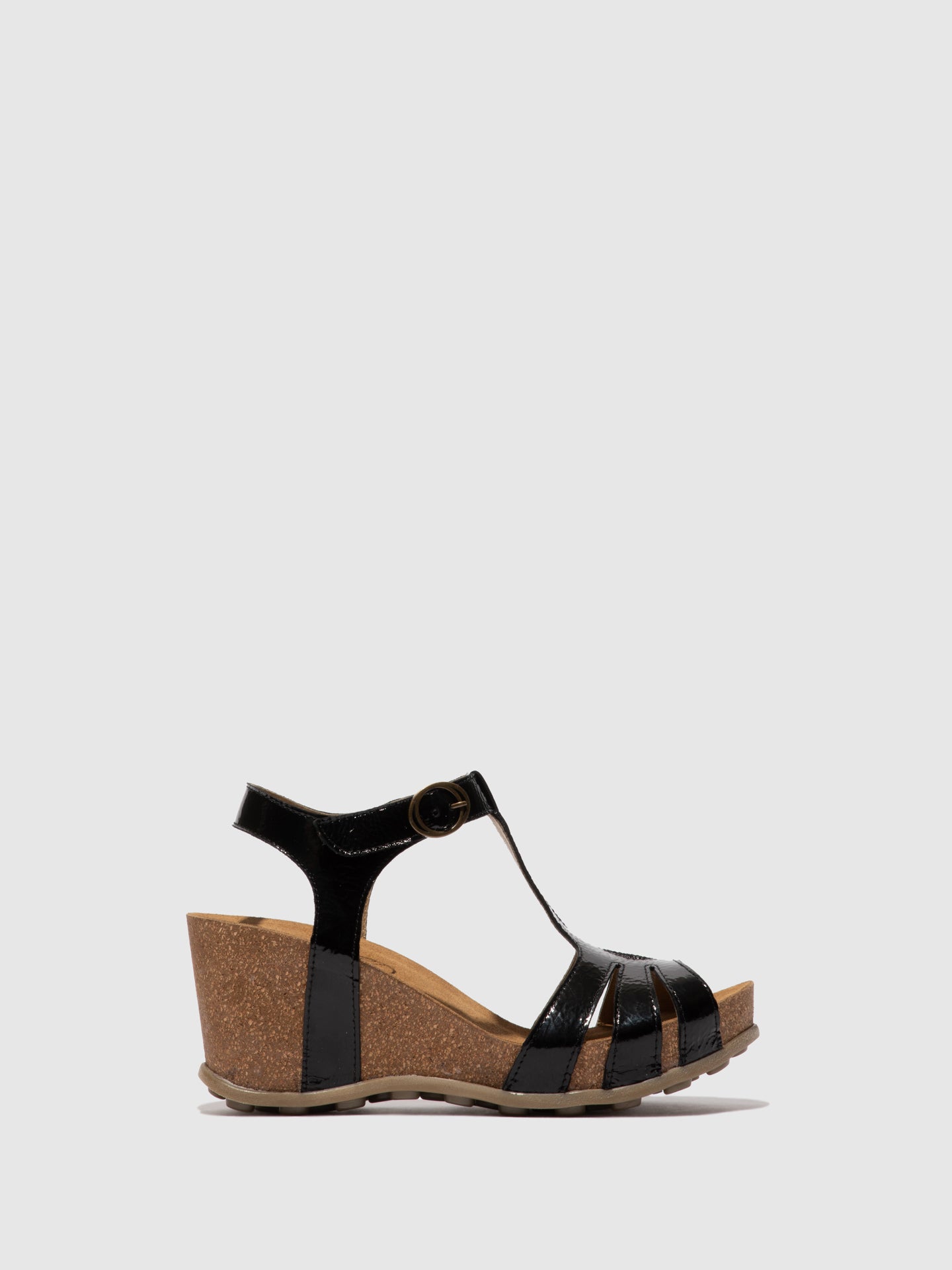 Fly London T-Strap Sandals GUMY777FLY LUXOR  BLACK