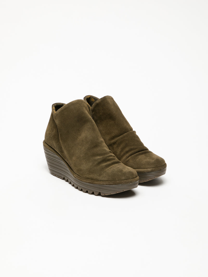 Fly London Botins com Fecho em Khaki