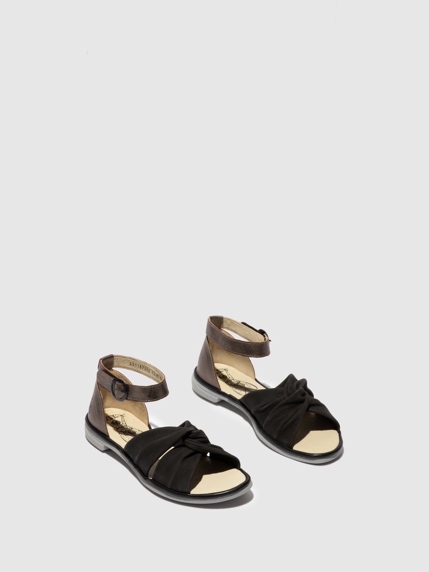 Fly London Sandálias com Tira no Tornozelo COFA167FLY BLACK/BRONZE/BLACK