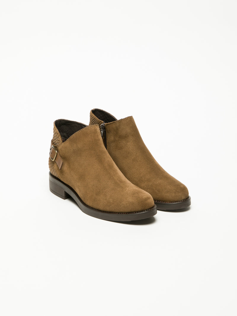 Foreva Brown Zip Up Ankle Boots