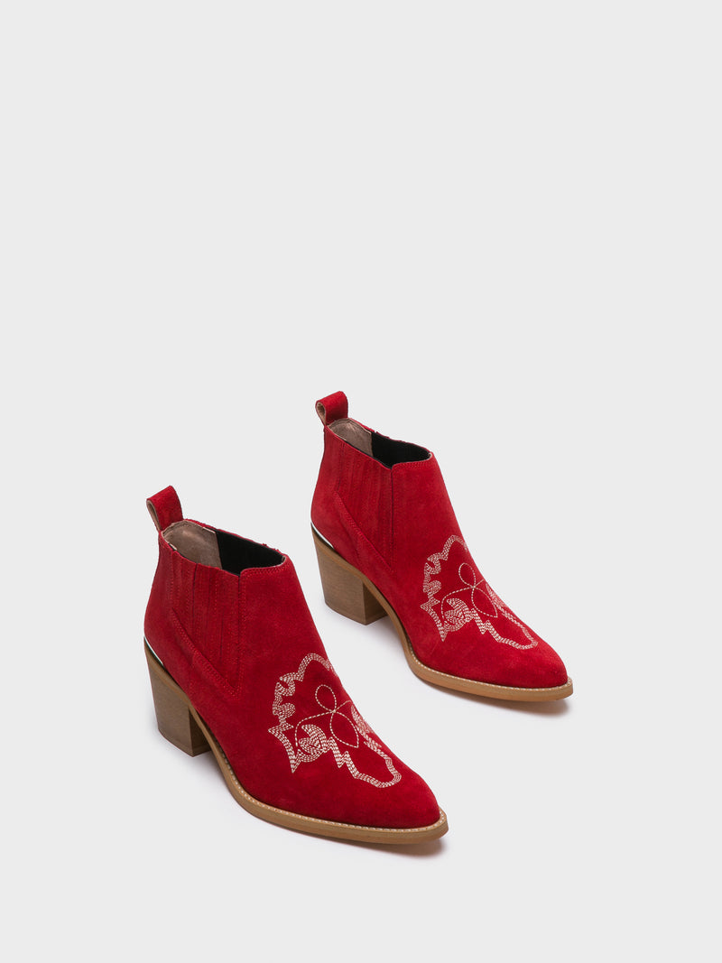 Foreva Red Cowboy Ankle Boots