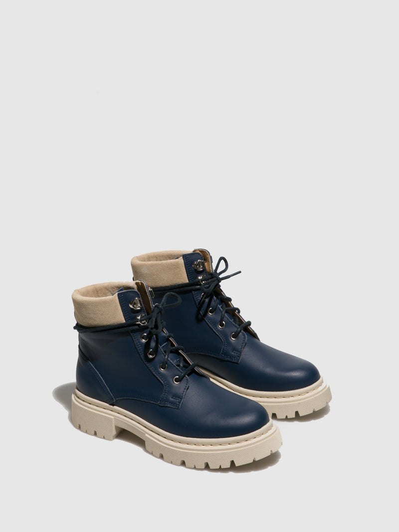 Fungi Navy Lace-up Ankle Boots