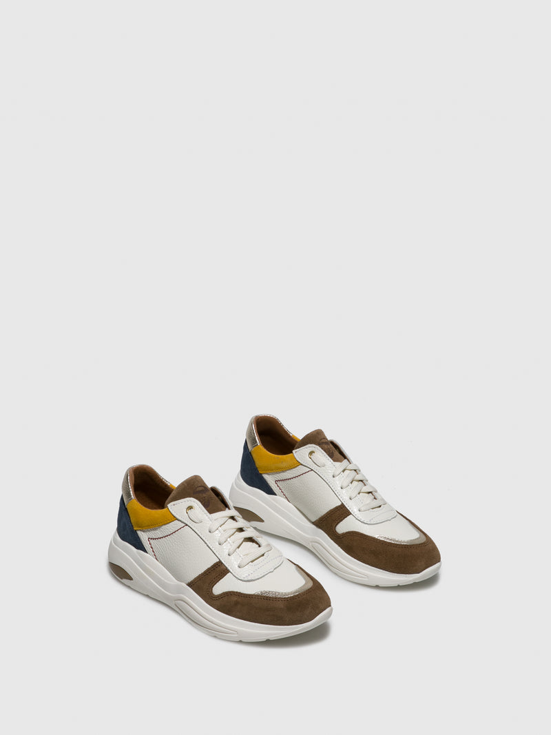 Fungi Brown White Lace-up Trainers