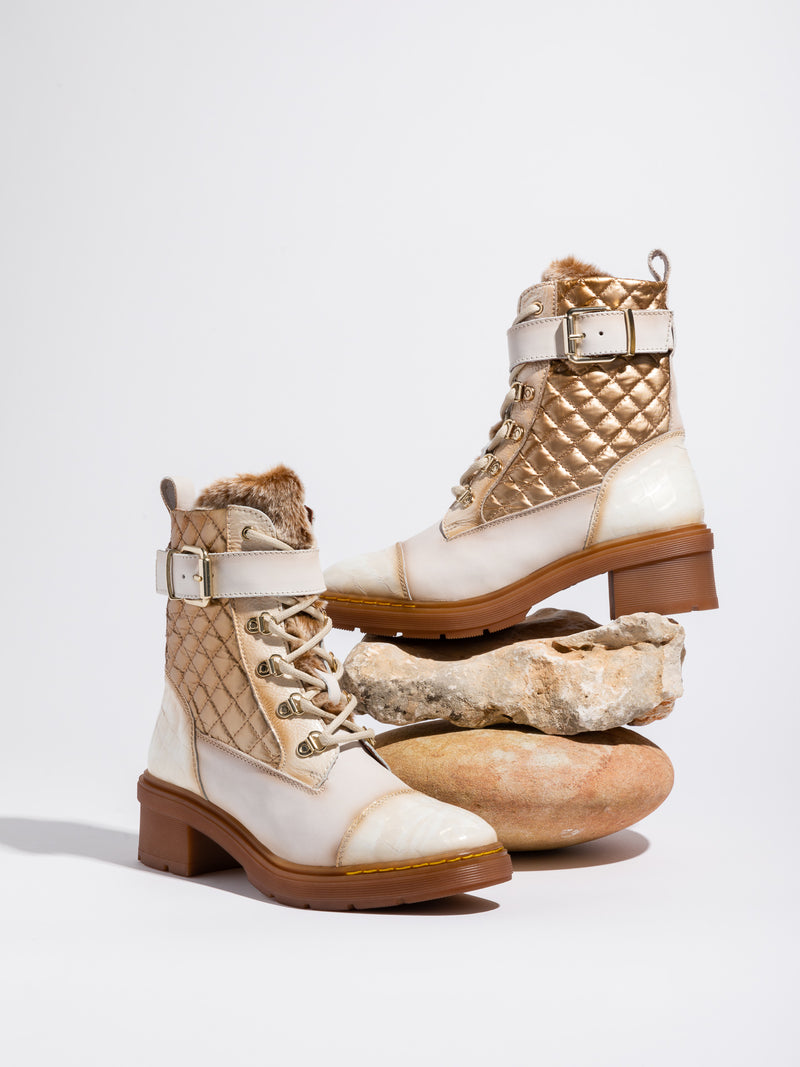 Hispanitas White Zip up Ankle Boots