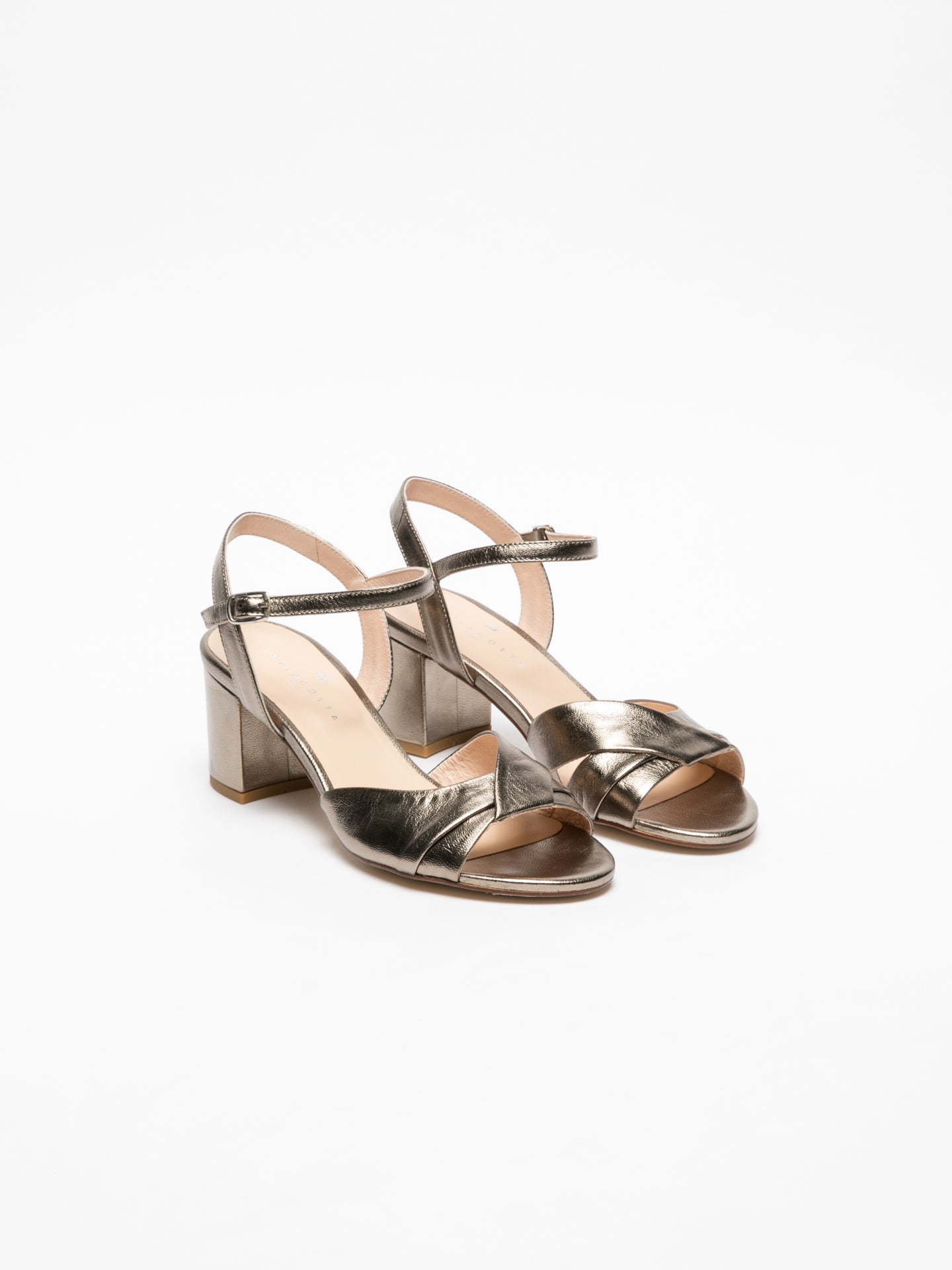 Sofia Costa Gold Ankle Strap Sandals