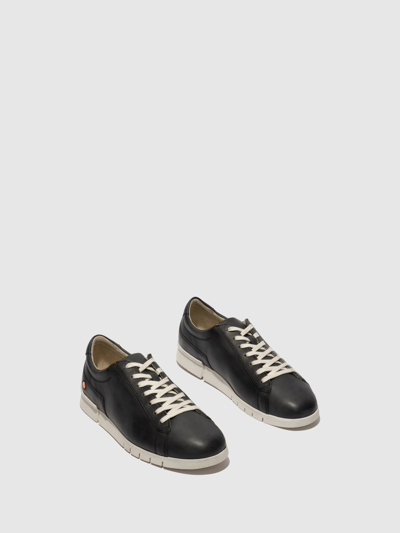 Softinos Coal Black Lace-up Trainers