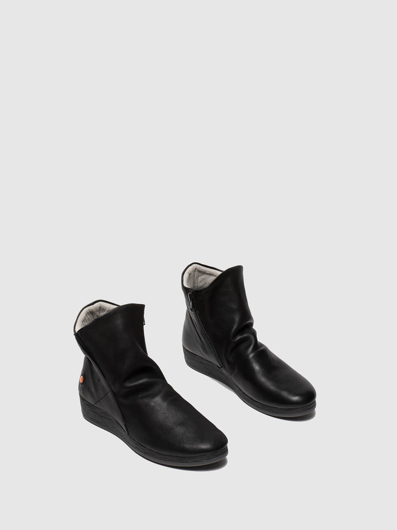 Softinos Black Zip Up Ankle Boots