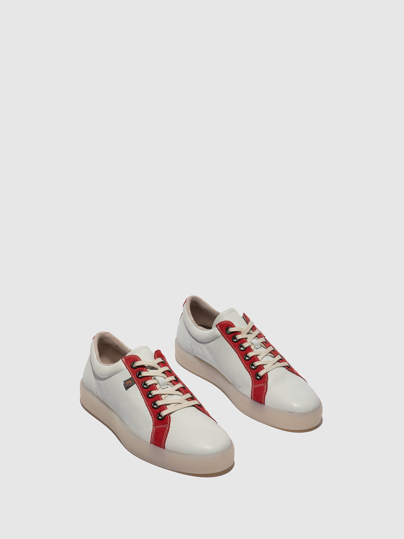 Softinos Lace-up Trainers REED595SOF White/LipstickRed