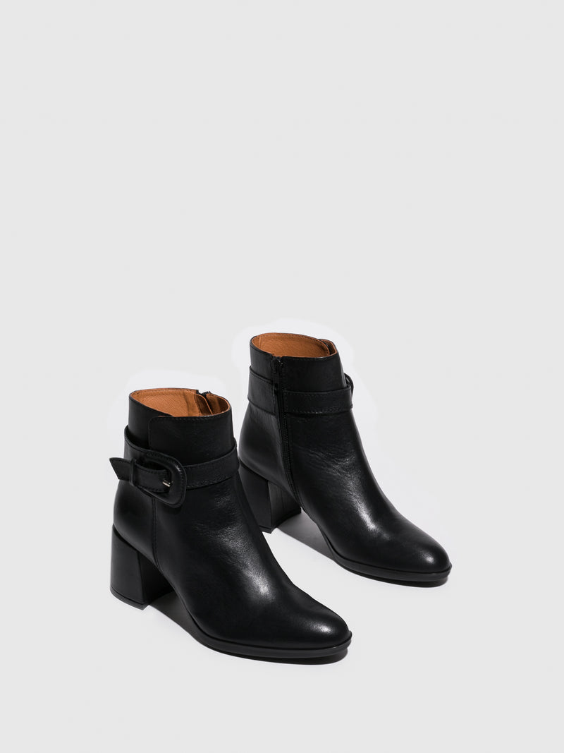 Sofia Costa Black Zip Up Ankle Boots