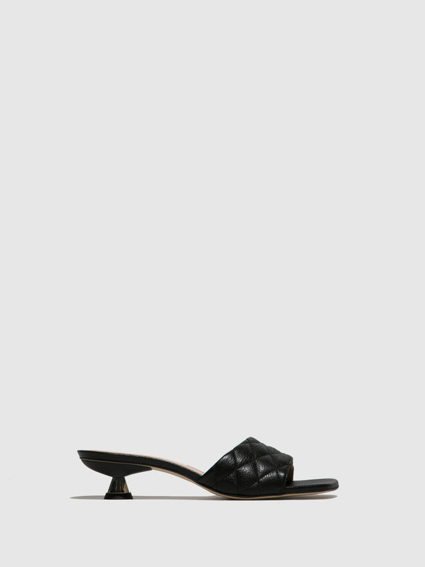 Sofia Costa - Black Kitten Heel Mules - Overcube